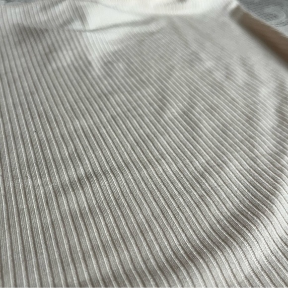 NWT Cream Ribbed Thong Bodysuit with Ruffle Straps - Picture 3 of 8